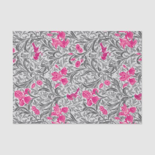 William Morris Irises, Pink und Silver Gray / Grau Seidenpapier (Vorderseite)