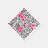 William Morris Irises, Pink und Silver Gray / Grau Serviette (Ecke)