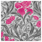 William Morris Irises, Pink und Silver Gray / Grau Stoff (Nahaufnahme)