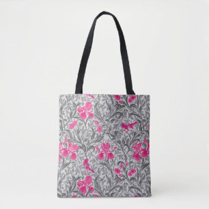 William Morris Irises, Pink und Silver Gray / Grau Tasche