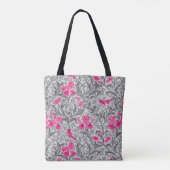 William Morris Irises, Pink und Silver Gray / Grau Tasche (Rückseite)
