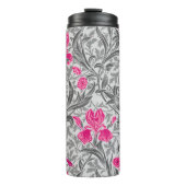 William Morris Irises, Pink und Silver Gray / Grau Thermosbecher (Vorderseite)