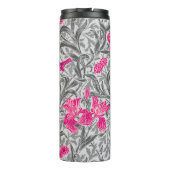 William Morris Irises, Pink und Silver Gray / Grau Thermosbecher (Rückseite)