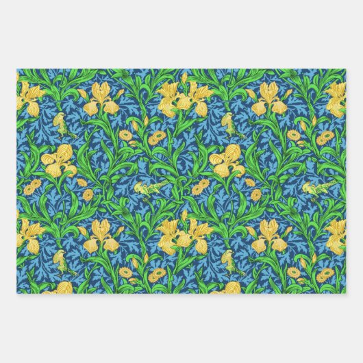 William Morris Irises, tiefe Farben Geschenkpapier Set (Vorderseite 2)