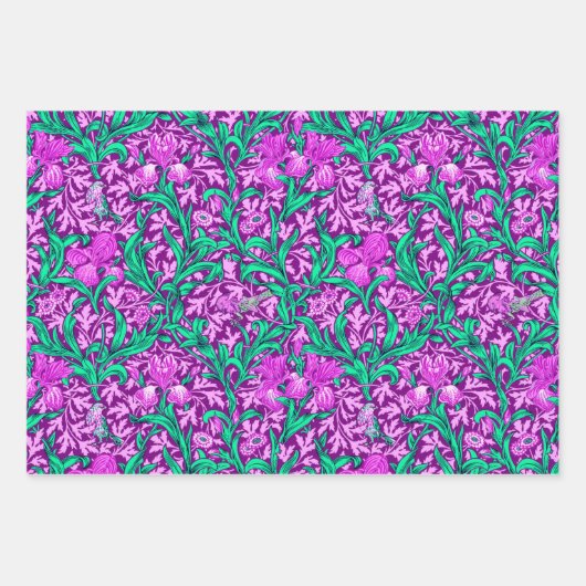 William Morris Irises, tiefe Farben Geschenkpapier Set (Vorderseite)