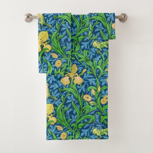 William Morris Irises, Yellow und Cobalt Blue Badhandtuch Set (Insitu)