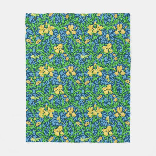William Morris Irises, Yellow und Cobalt Blue Fleecedecke (Vorderseite)