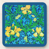 William Morris Irises, Yellow und Cobalt Blue Getränkeuntersetzer (Vorderseite)