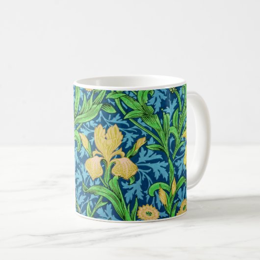 William Morris Irises, Yellow und Cobalt Blue Kaffeetasse (VorderseiteRechts)