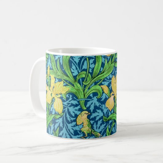 William Morris Irises, Yellow und Cobalt Blue Kaffeetasse (Vorderseite Links)