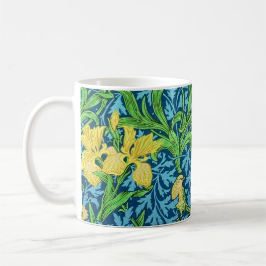 William Morris Irises, Yellow und Cobalt Blue Kaffeetasse (Links)