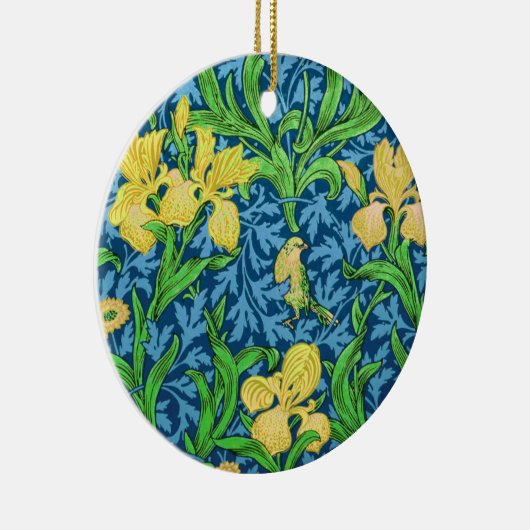 William Morris Irises, Yellow und Cobalt Blue Keramik Ornament (Rechts)