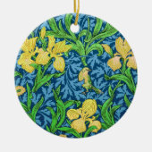 William Morris Irises, Yellow und Cobalt Blue Keramik Ornament (Vorne)