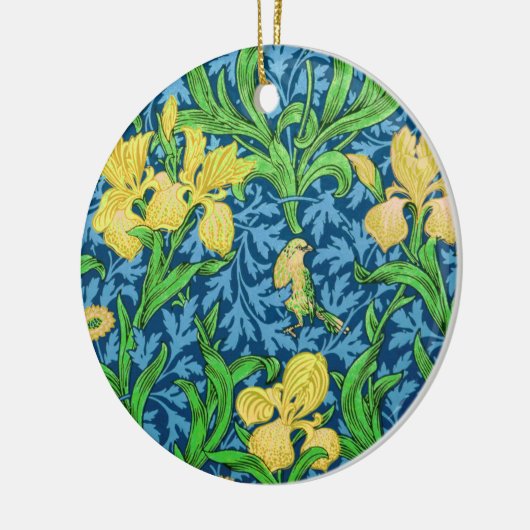 William Morris Irises, Yellow und Cobalt Blue Keramik Ornament (Links)