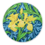 William Morris Irises, Yellow und Cobalt Blue Keramikknauf (Vorderseite)