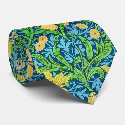 William Morris Irises, Yellow und Cobalt Blue Krawatte (Gerollt)