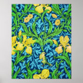 William Morris Irises, Yellow und Cobalt Blue Poster (Vorne)