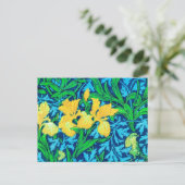 William Morris Irises, Yellow und Cobalt Blue Postkarte (Stehend Vorderseite)