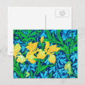 William Morris Irises, Yellow und Cobalt Blue Postkarte (Vorne/Hinten)