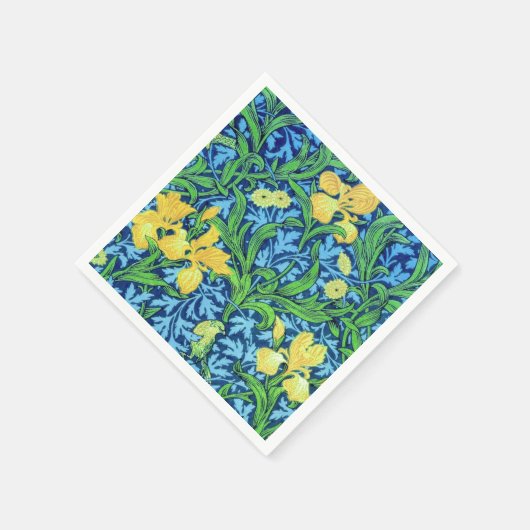 William Morris Irises, Yellow und Cobalt Blue Serviette (Ecke)