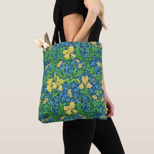 William Morris Irises, Yellow und Cobalt Blue Tasche (Von Nahem)