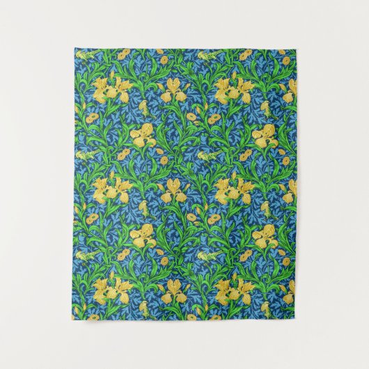 William Morris Irises, Yellow und Cobalt Blue Wandteppich (Vorderseite)