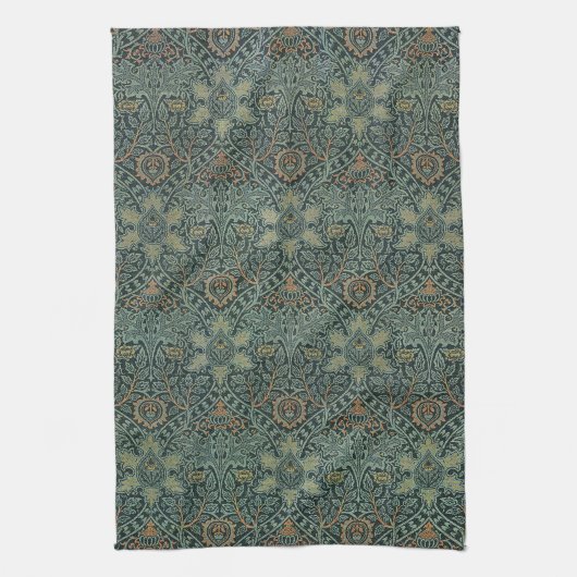 William Morris Ispahan Teal Grün Floral Art Geschirrtuch (Vertikal)