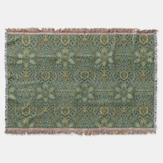 William Morris Ispahan Tealgrün Floral Art Decke (Vorderseite)