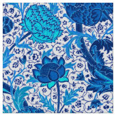 William Morris-Jacobean Blumen, Kobalt-Blau Stoff (Nahaufnahme)