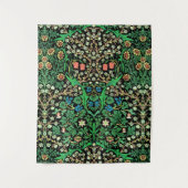 William Morris-Jacobean Blumen-, schwarzer Wandteppich (Vorderseite)