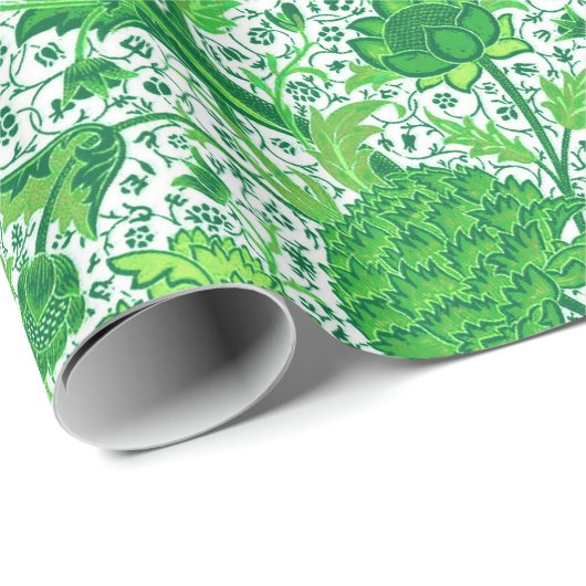 William Morris-Jacobean Blumen-, Smaragdgrün Geschenkpapier (Rolleneckpunkt)