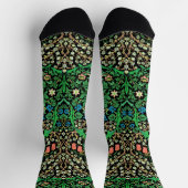 William Morris Jacobean Floral, Black Background Socken (Oben)