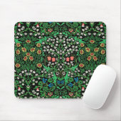 William Morris Jacobean Floral, schwarzer Hintergr Mousepad (Mit Mouse)