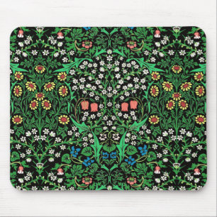 William Morris Jacobean Floral, schwarzer Hintergr Mousepad