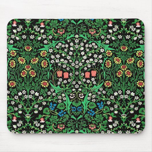 William Morris Jacobean Floral, schwarzer Hintergr Mousepad (Vorne)