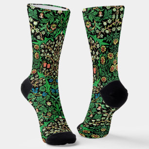William Morris Jacobean Floral, schwarzer Hintergr Socken