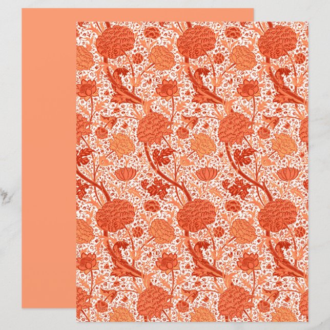 William Morris Jacobobobohne Floral, Coral Orange (Vorne/Hinten)