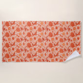 William Morris Jacobobobohne Floral, Coral Orange Strandtuch (Vorderseite)