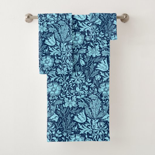 William Morris Jacobobobohne Floral - Indigo Blue Badhandtuch Set (Insitu)