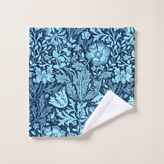 William Morris Jacobobobohne Floral - Indigo Blue Badhandtuch Set (Waschlappen)