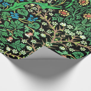 William Morris Jacobobobohne, floral, schwarzer Hi Geschenkpapier