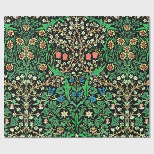 William Morris Jacobobobohne, floral, schwarzer Hi Geschenkpapier (Flach)