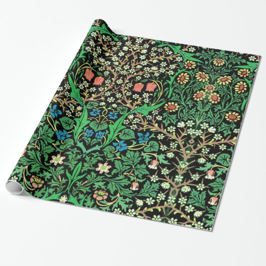 William Morris Jacobobobohne, floral, schwarzer Hi Geschenkpapier (Ungerollt)