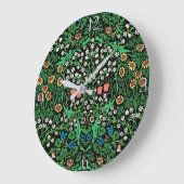 William Morris Jacobobobohne, floral, schwarzer Hi Große Wanduhr (Winkel)