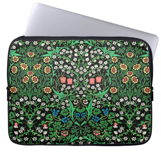 William Morris Jacobobobohne, floral, schwarzer Hi Laptopschutzhülle (Vorderseite)