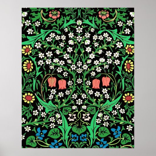 William Morris Jacobobobohne, floral, schwarzer Hi Poster (Vorne)
