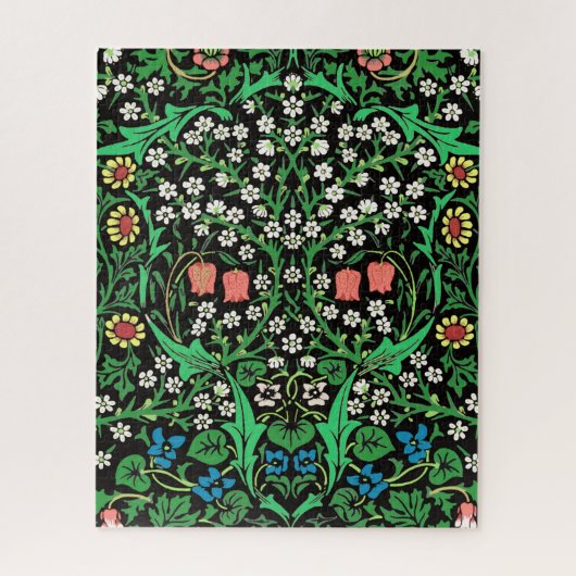 William Morris Jacobobobohne, floral, schwarzer Hi Puzzle (Vertikal)