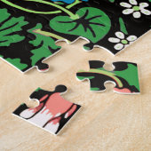 William Morris Jacobobobohne, floral, schwarzer Hi Puzzle (Seite)