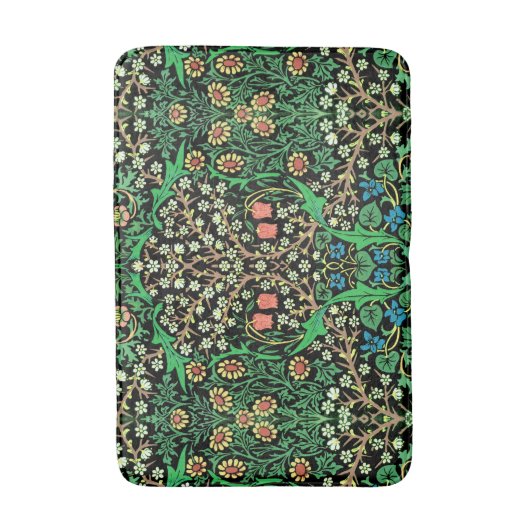 William Morris, Jacobobohne, Flora, schwarzer Hint Badematte (Vorderseite Vertikal)
