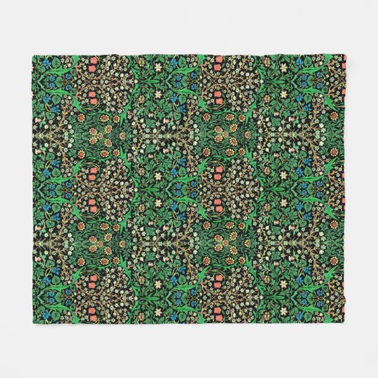 William Morris, Jacobobohne, Flora, schwarzer Hint Fleecedecke (Vorderseite (Horizontal))